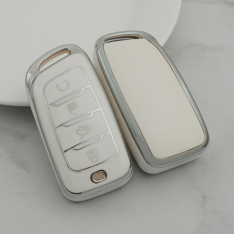 Changan CS35 Plus/CS85 Coupe Car Key Protective Cover, Silver Edge, for Women