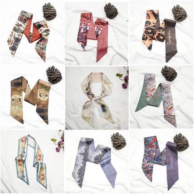 Ribbon Headscarves Oil Painting Hair Ribbon Scarf Retro Neck Tie