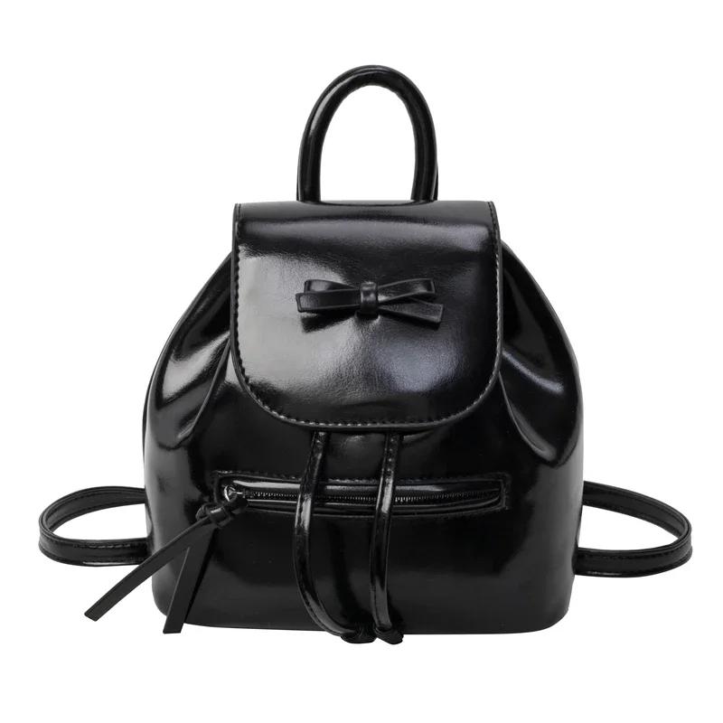Portable Bright Solid Pu Backpacks For Women Simple High Quality Compact Cool Pendular Versatile Premium Durable