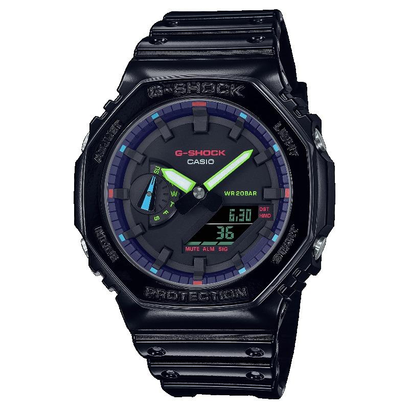 

Casio G-SHOCK Men s Resin 200M Water Resistant Analog Shock Resistant Quartz Watch GA-2100RGB-1A чёрный