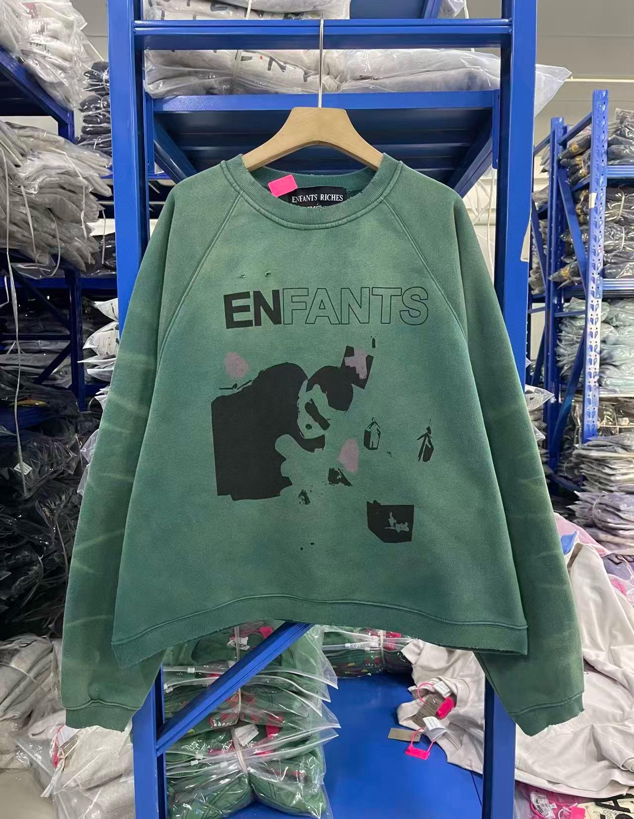 RICH KIDS SS25 Депрессивный Подавленный Свитшот: Моя Смерть Моя Жизнь Medium зелёный