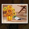 Building Blocks Rose Bouquet and Sunflower Vase Model