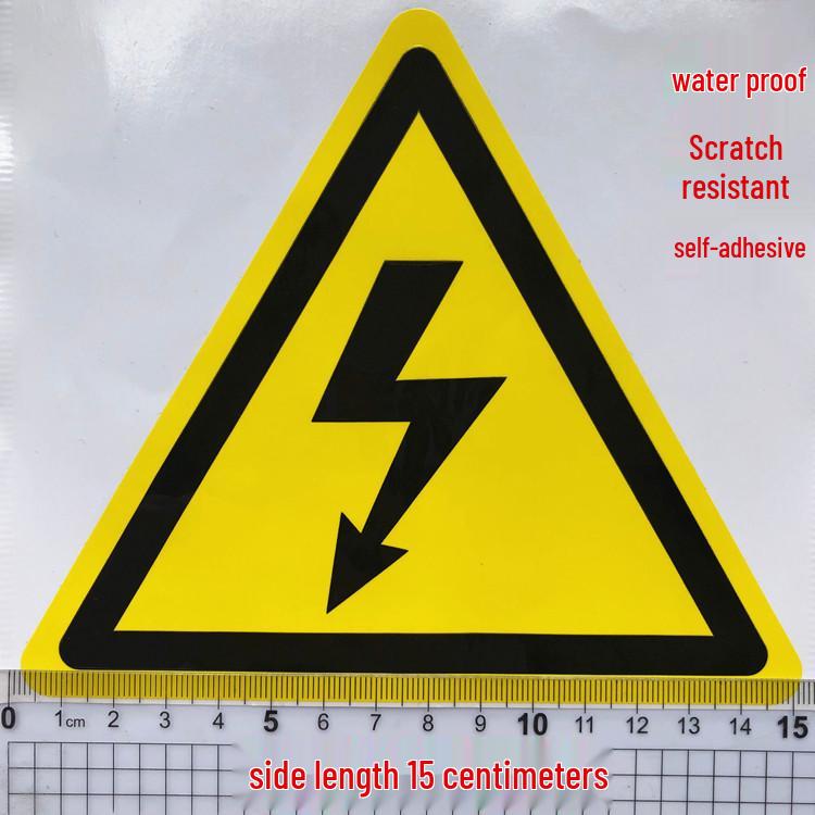 15cm Waterproof Wear-Resistant Electric Shock Warning Sticker for Electrical Equipment 