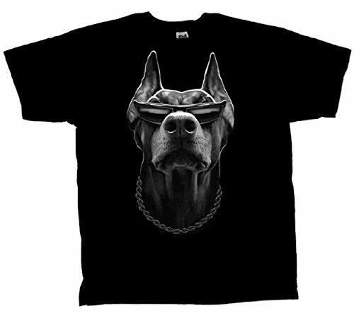 

Dobermen Pinscher T-Shirt Devil Dog wearing Shades Funny Humorous Dog Tee 2XL