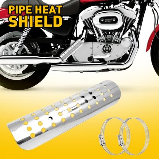 

Universal Motorcycle Guard Pipe Shield For Heat Silver Bike Kawasaki Honda Dirt