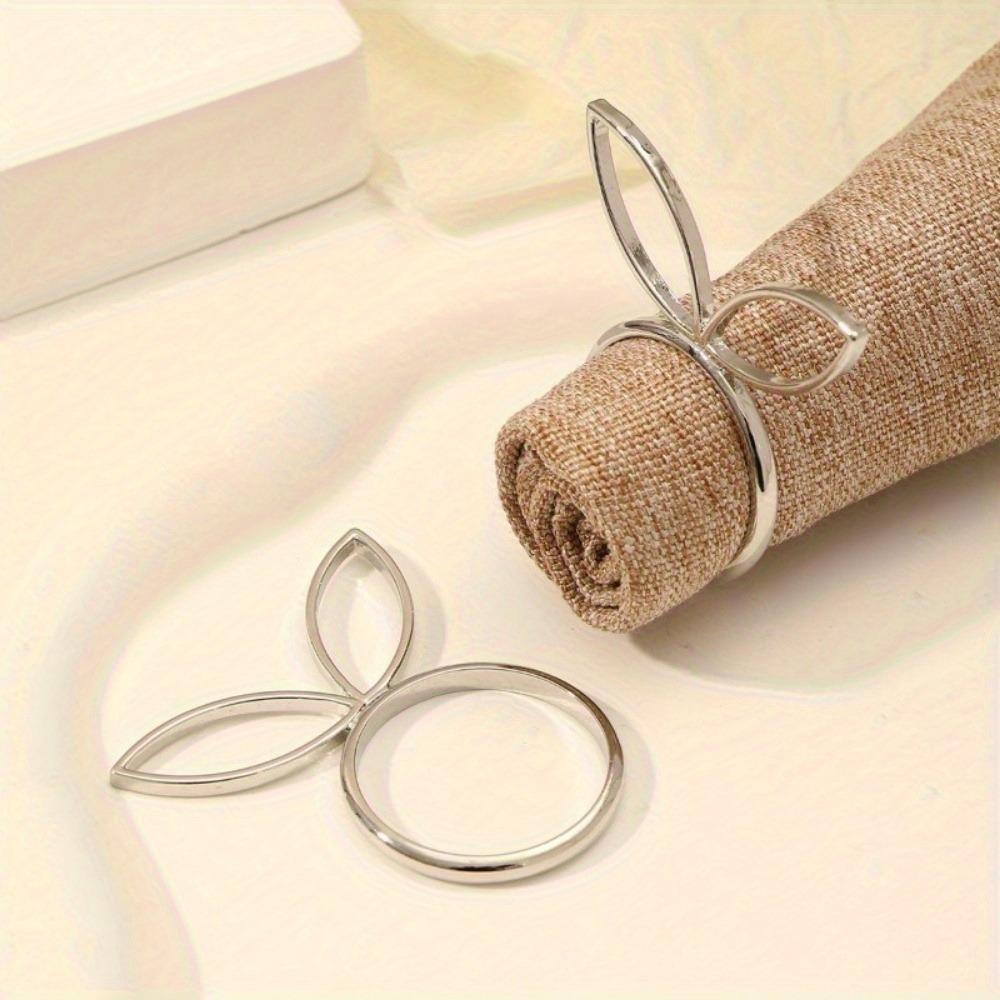 4Pcs Rabbit Ears Napkin Rings Bunny Head Napkin Holder Rings Buckles for Easter Holiday Wedding Party Dinning Table Decoration
