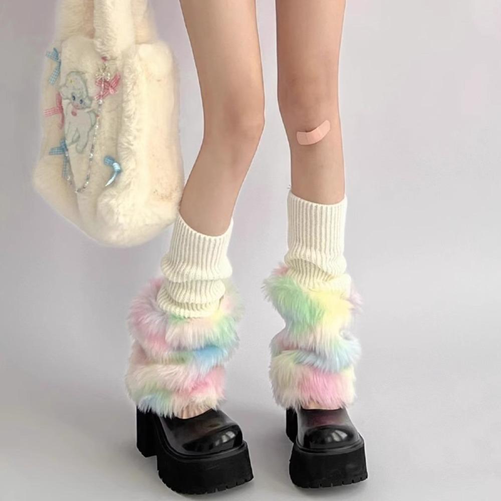 Y2K Plush Fluffy Boots Cover Warm Leggings Leg Warmer New Clothing Accessories  Women