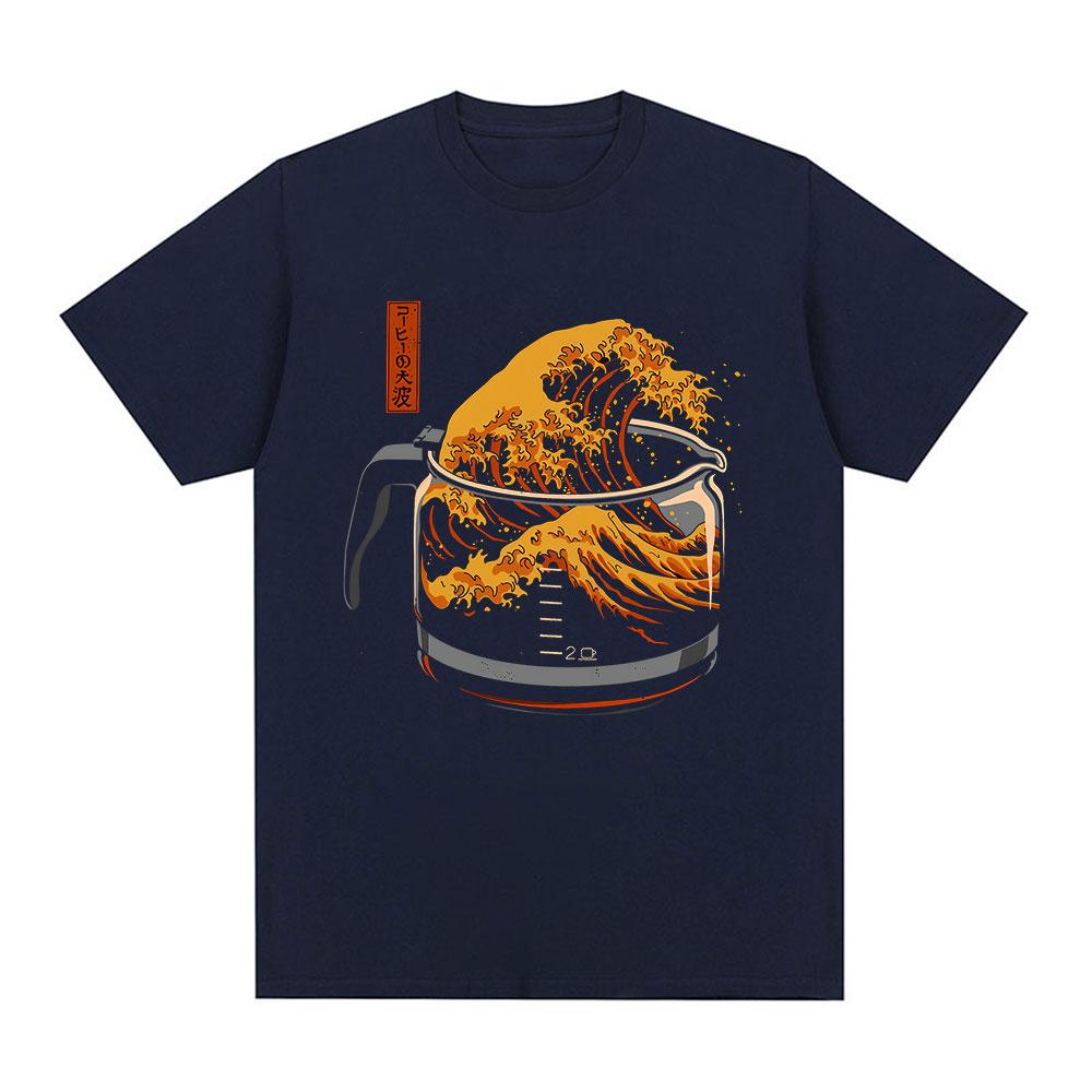 The Great Wave of Coffee Funny Meme Tshirt Unisexs Women Clothing Fashion Tshirts Cotton Casual Short Sleeve T Shirts Streetwear