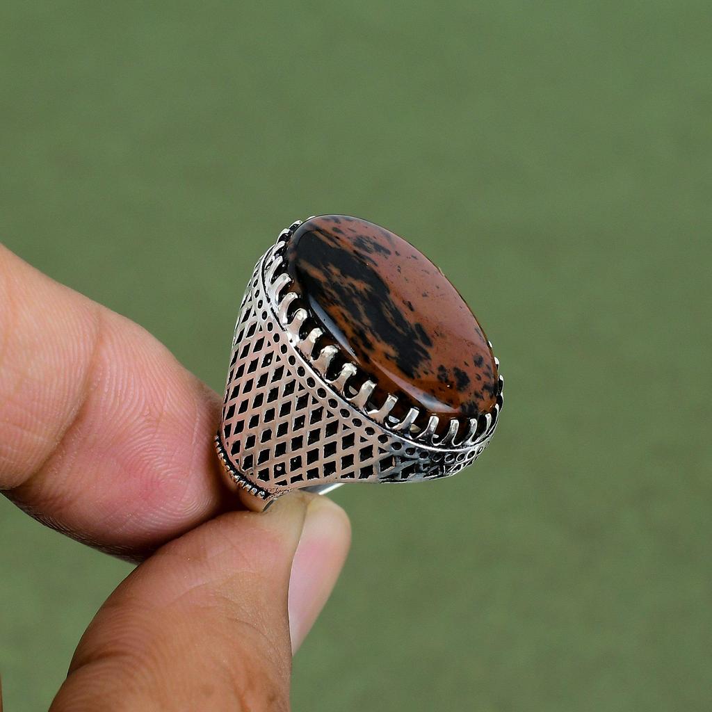 Mahogany Obsidian Ring 925 Sterling Silver Rings Handmade Jewelry Unique Ring Natural Gemstone Jewelry Gifts For Her Available In Ring Size