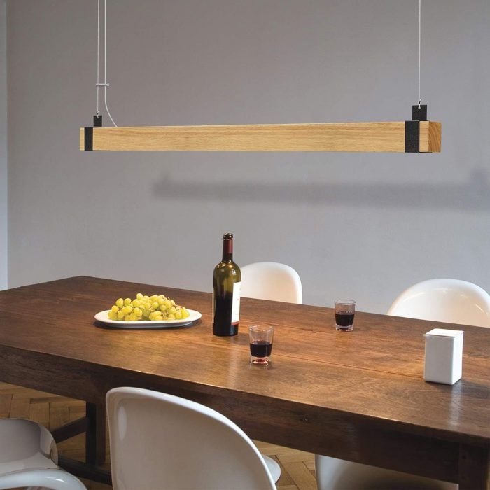 Lampe à suspension LED - NETTLIFE - 100 cm - Bois clair - Dimmable - Style scandinave