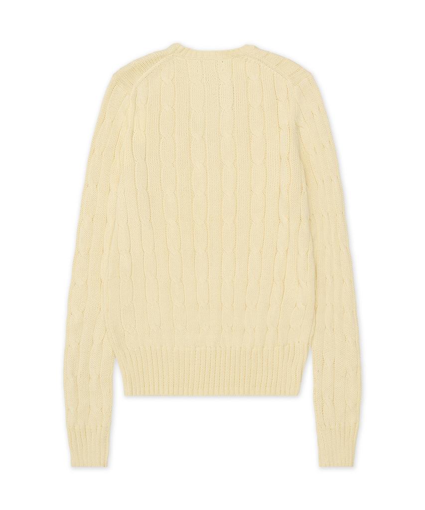 POLO RALPH LAUREN Cable Knit Cotton V-Neck Sweater - Natural