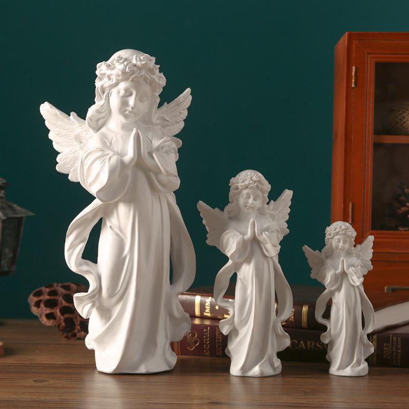 Europäische Retro Engel Figur - Kleine Mädchen Gipsstatue für Kirche Hochzeiten & Fotografie Dekor