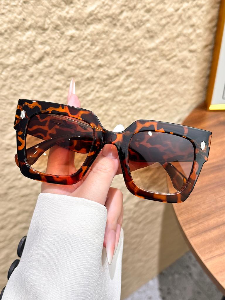 1Pc Fashionable Oversized Square Frame Sunglasses, Classic Versatile Color Scheme, Suitable for Parties, Vacations, and Driving