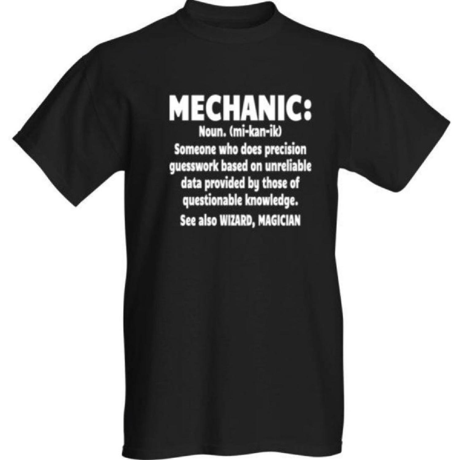 Classy Canuck Mechanic Definition T-Shirt - White Text - Funny Tee S чёрный