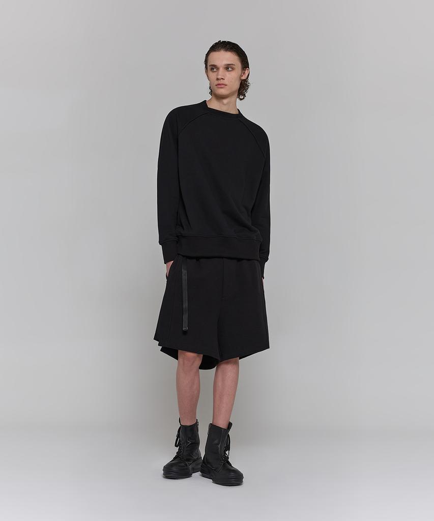 Digeunag Raglan Cross Neck Sweatshirt (Black) Pf1Ts0101