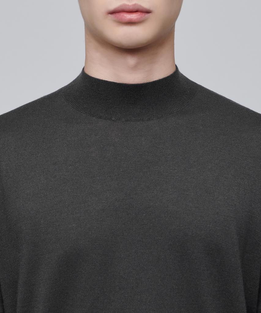 MUSINSA STANDARD Merino Wool Blend High Gauge Mock Neck Knit [Gunmetal]
