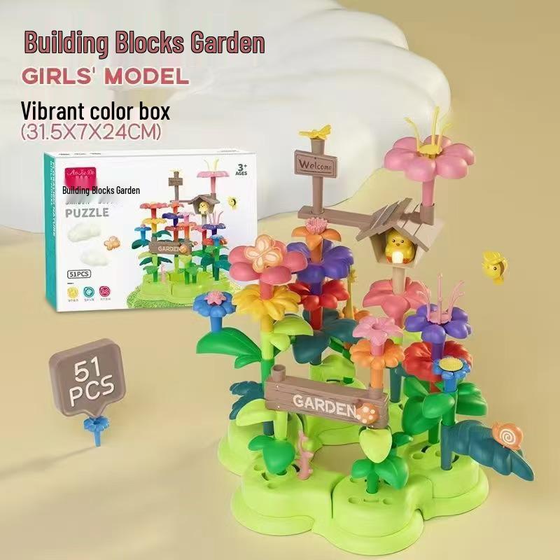 

124-Piece DIY Flower Garden Building Block Educational Toy for Kids