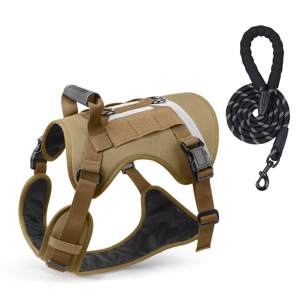 

Светоотражающий комплект поводка для собаки Дышащая тяговая веревка для собаки Веревка для выгула собаки Нагрудный ремень для питомца Щенок S хаки