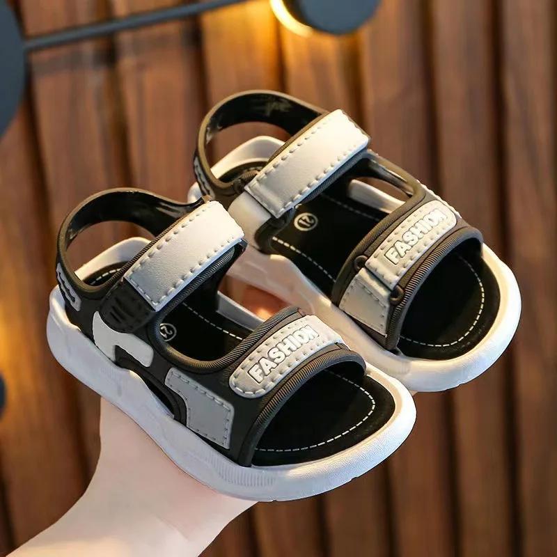 New Fashion Children Soft bottom Anti-slip Adjustable Strap Shoes Toddler Breathable Beach Sandals Kids Summer Open Toe Sandals 21in14.5cm серый