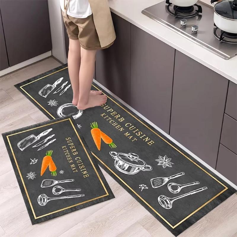 

Kitchen Pvc Mat Leather Waterproof Carpet Non-slip Floor Mats Oil-proof Home Decoration Long Area Rug Alfombra De Cocina 50x80cm