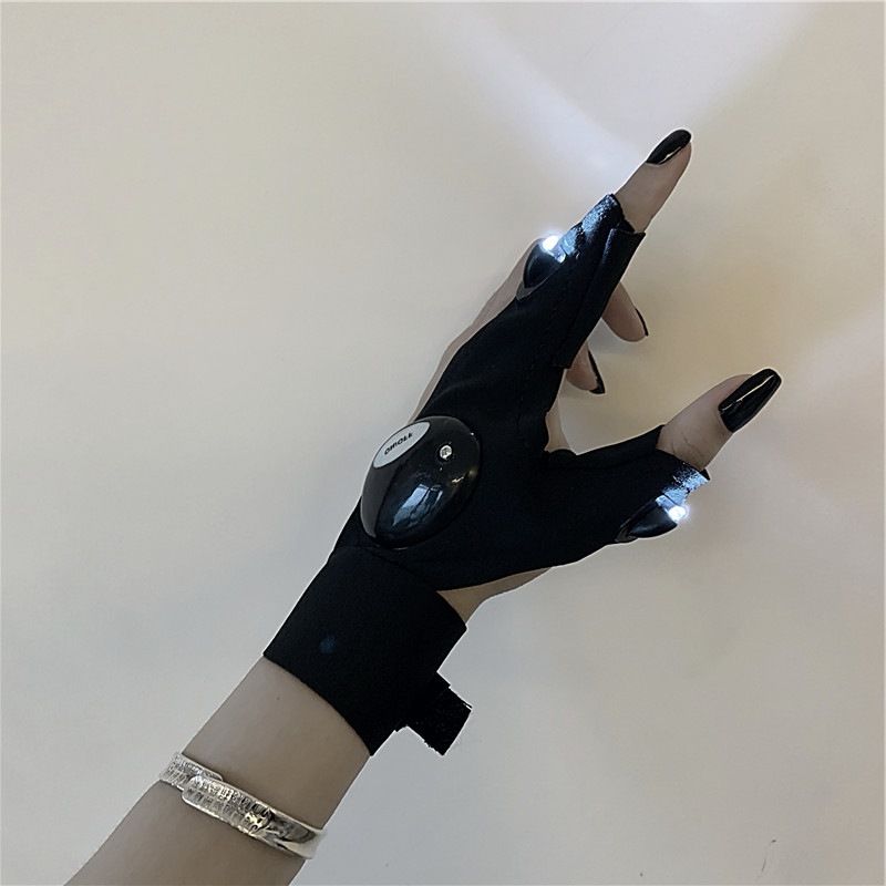 

Online Influencer Disco Dancing Led Women s Instagram Dark Half Finger Gloves Left Hand [Single]] All yards