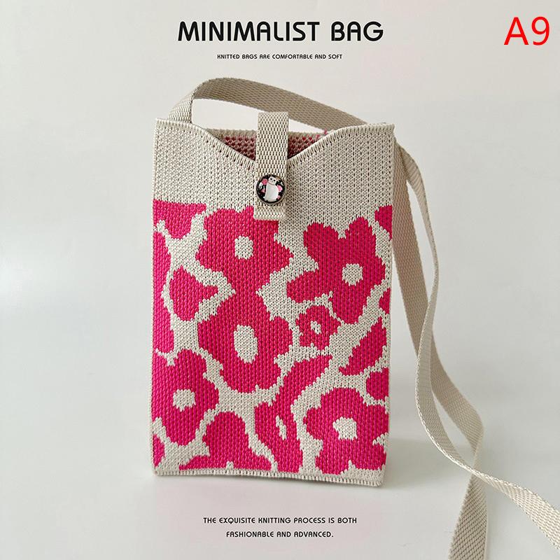 Mini Handy-Tasche Gestrickte Schulter-Umhängetaschen Tragbare Kleine Gewebte Geldbörse Vielseitige Handtasche für Frauen