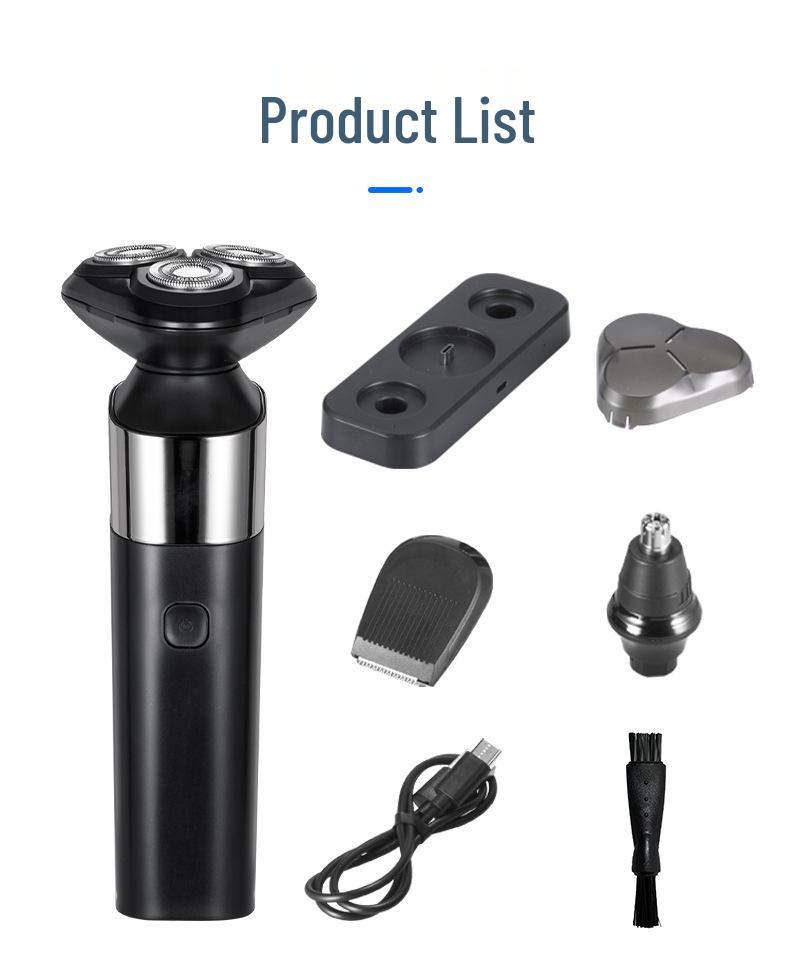 Men's 3-in-1 Electric Shaver with Digital Display, Water-Washable 3D Floating Cutter for Beard