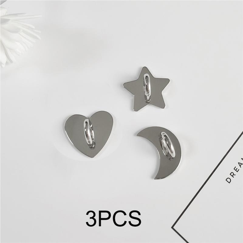 2/3/4PCS Metal Moon Star Phone Charm Holder Self Adhesive Mobile Phone Case Finger Ring Heart Phone Case DlY Decorative