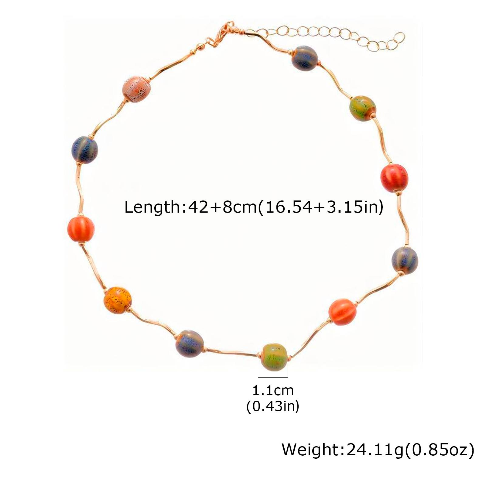 

Colorful Ceramic Beads Necklace for Women Wateproof 18K Gold Plated Wavy Unique Handmade Jewelry