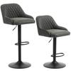Bar Stools Adjustable Swivel Kitchen Chairs with Backrest Set of 2 for Kitchen Island Dark Grey