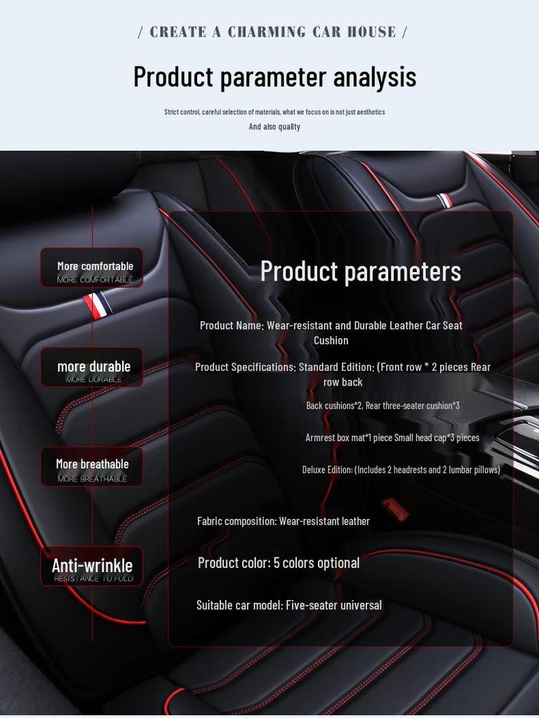 Universal Leather Car Seat Covers – Full Coverage, All-Season Cushions