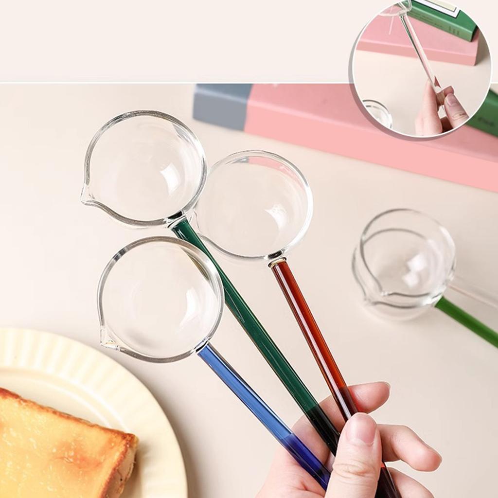 2 Stück Hitzebeständiges Glas Schöpfkellen-Set Klar Langer Griff Suppenkelle Löffel zum Servieren und Umrühren von Kaffee