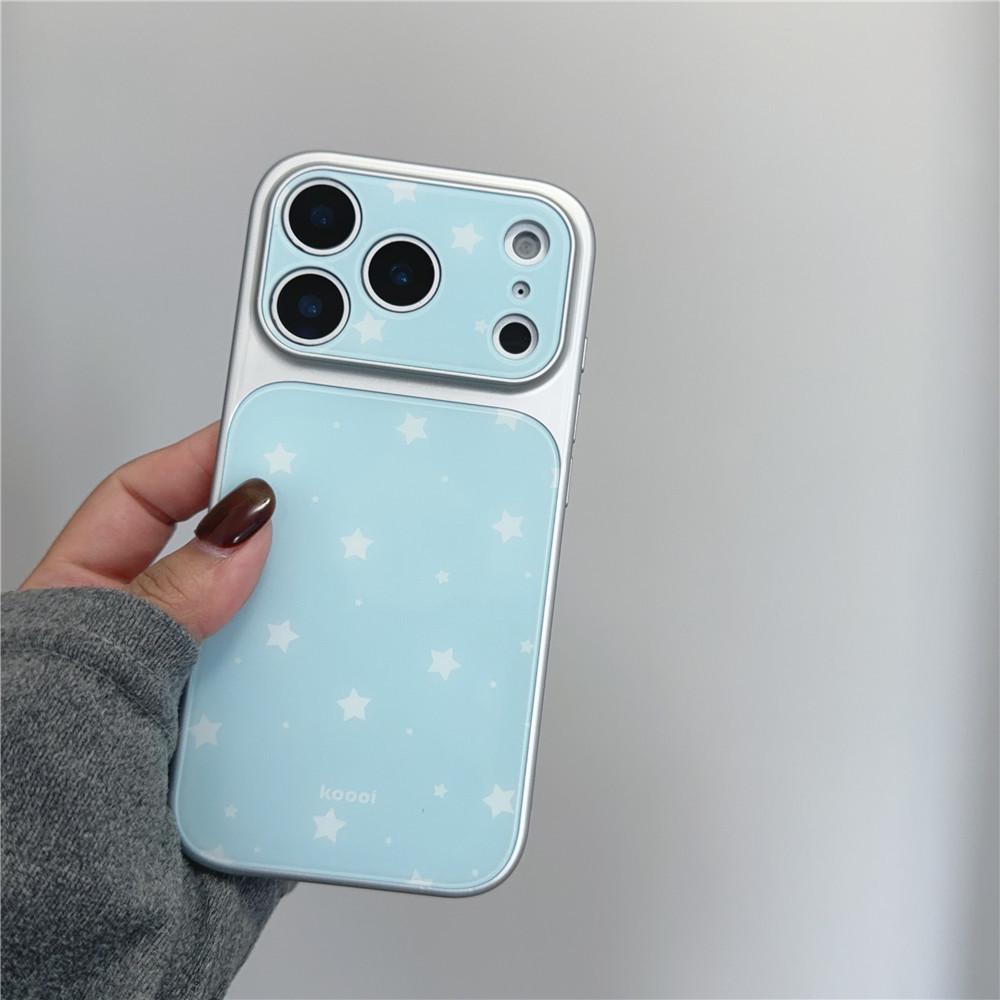 Große Sternenfenster-Handyhülle mit Sternenanhänger, Kompatibel mit iPhone 17/16 Pro/15/14 Pro, Koreanischer Stil für Frauen