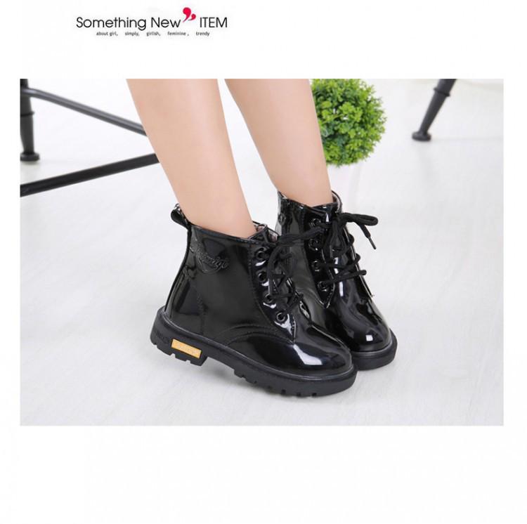 Kids' Non-slip Leather Ankle Boots - Autumn/Winter Velvet-Lined for Boys and Girls
