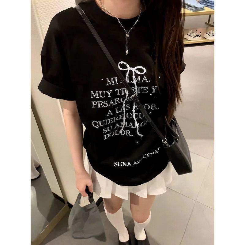 

Fashion Sexy Plus Size Retro Summer Ins Short Sleeve T-shirt Black 4XL