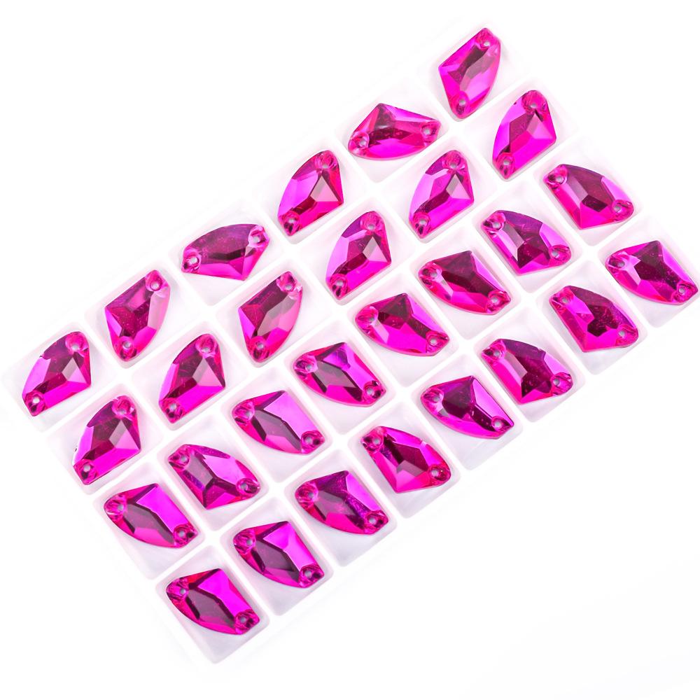 

Weichen Плоское дно, цветной топор в форме двойного отверстия, сшитый вручную, пряжка со стеклянными стразами, аксессуары для свадебного платья 12 * 19mm 28pcs/bag