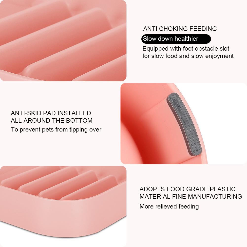 Food Grade Plastic Square Shape Pet Slow Food Anti Choking Feeding Bowl Supplies with Bottom