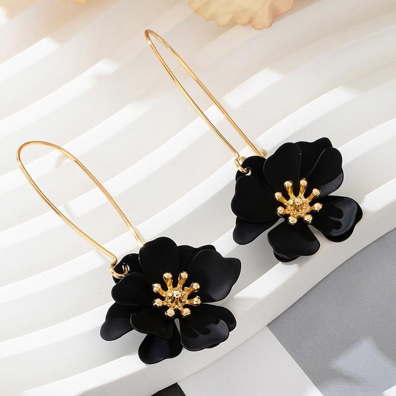 Artistic Retro Exquisite Flower Dangle Earrings for Women Ladies Pastoral Style Alloy Printed Drop Earrings Jewelry Accessories