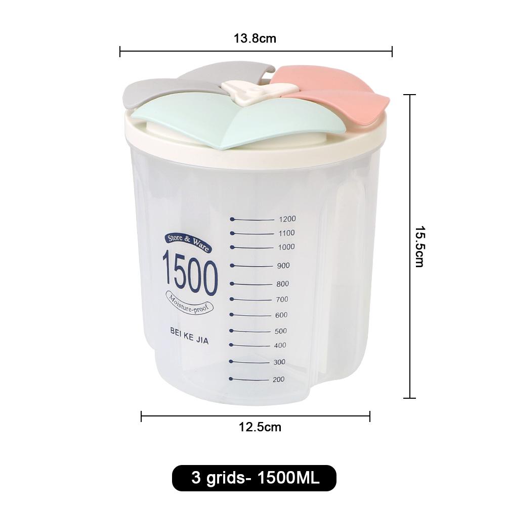 Transparent  Storage Box Plastic Sealed Tank Kitchen Food Storage Tank Rotating Dry Food Rice Container Compartment