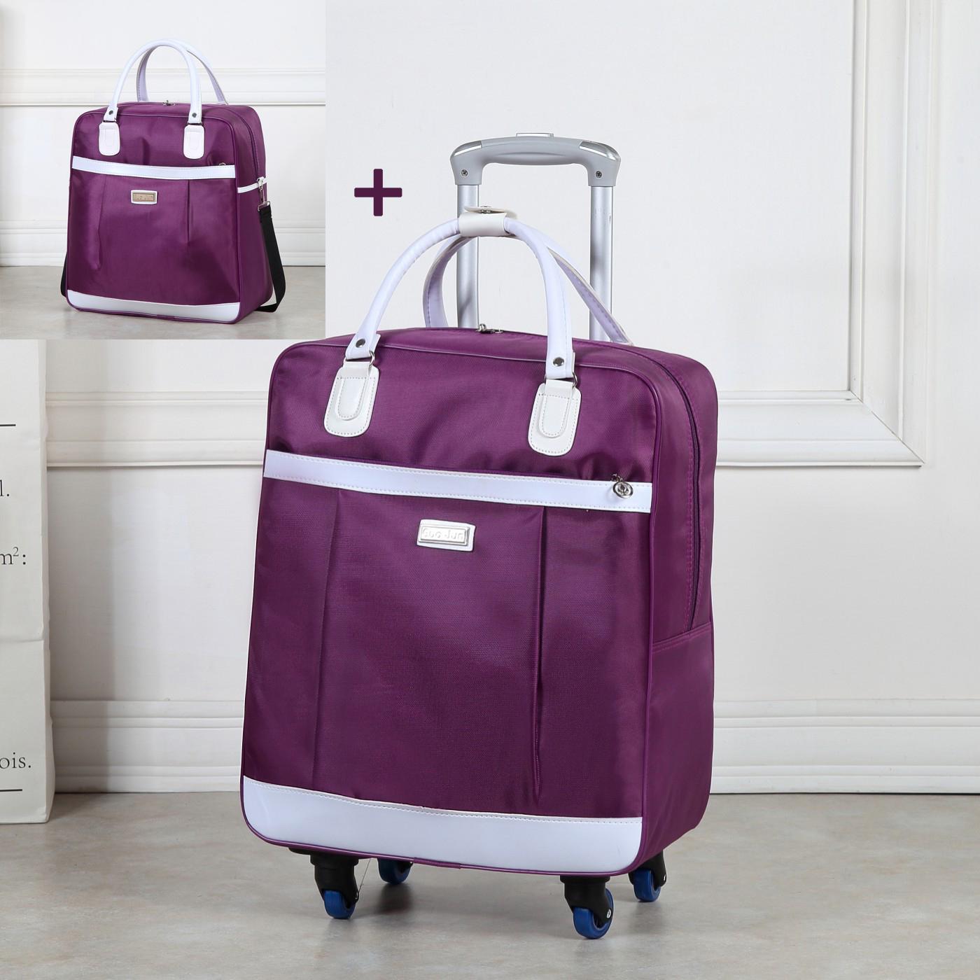 

Мужская и женская дорожная сумка на колесиках универсальная + дамская сумочка 2Pcs фиолетовый