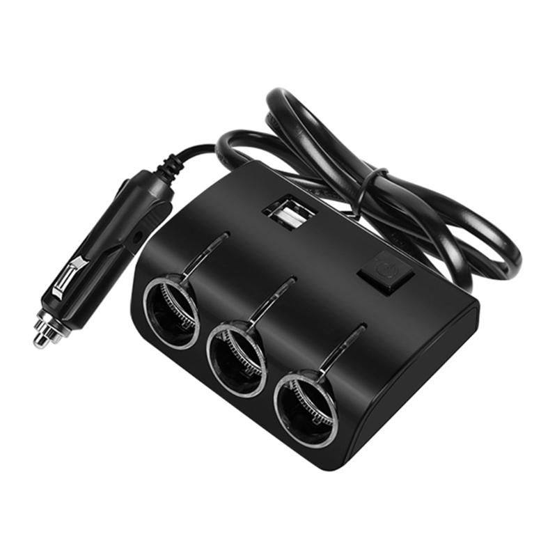 Car Cigarette Socket Splitters 2 USB Extension Cord Cable Adapter