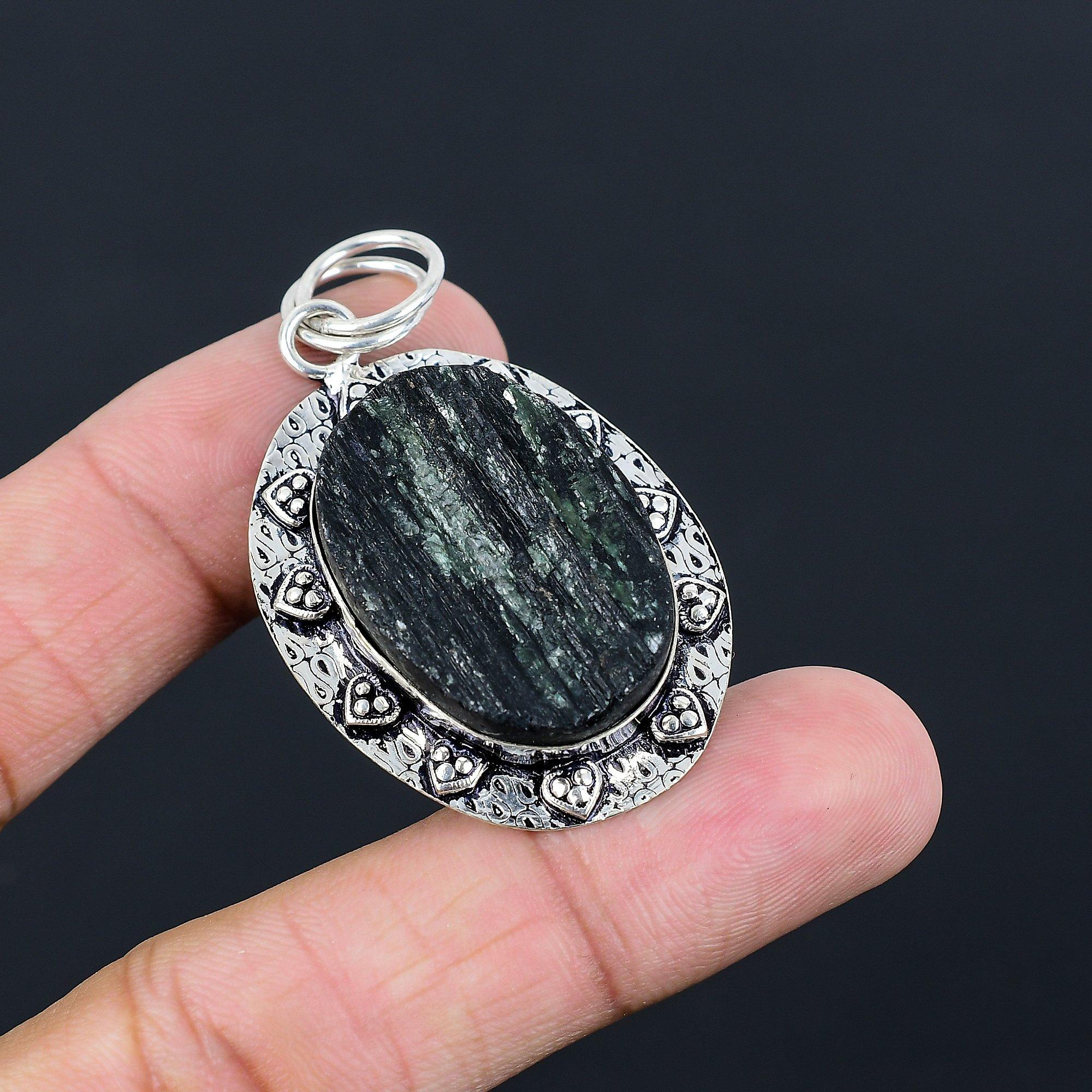 Daughters Day Deal Sterling Silver Natural Black Tourmaline Rough Sister Pendant