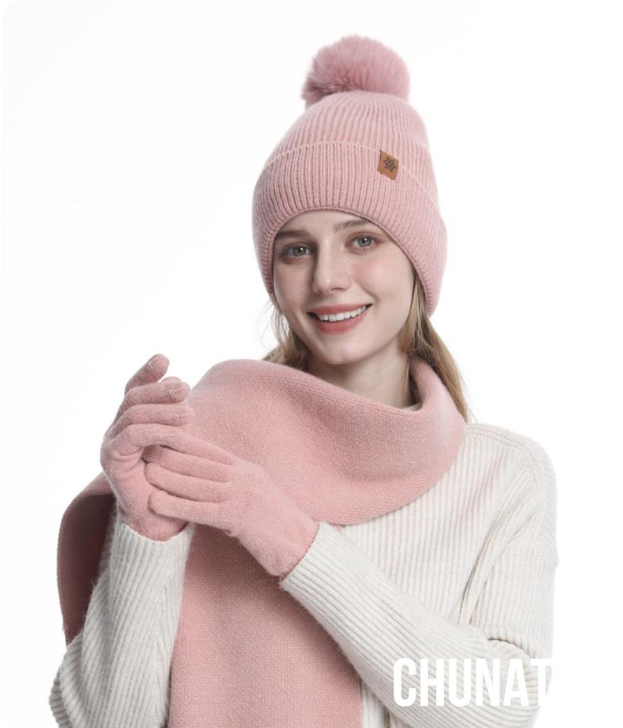 Chunach Winter Knit Knit and This Knit Hat and Neck Warmer Keeps You Warm and A Perfect Gift for or New Stylish and Perfect for Product 3-Piece Set