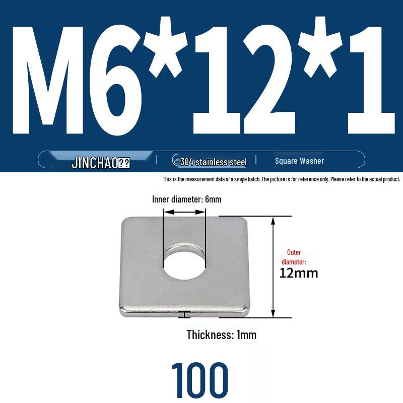 304 Stainless Steel Thickened Square Flat Washer for Curtain Wall (M4-M16)
