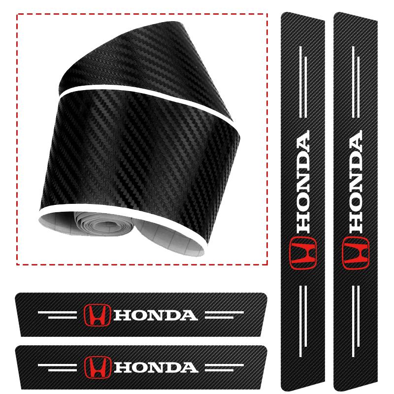 1/4/5 st Dörrtröskel Skyddsplåt Dekor Kolfiber Dekaler För Honda FIT Civic CRV Accord Jazz HRV Vezel CRZ City CRX Pilot JS1
