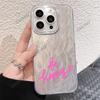 Nordic Hot-selling Pink Letter Love Mobile Phone Case Apple 17 Feather Protective Case iPhone16 Anti-drop PC Hard Case