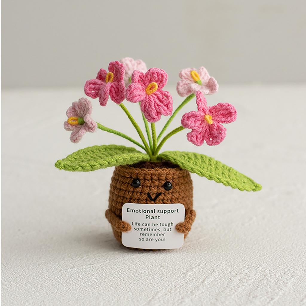 Homemade Crocheted Plant Pots Creative Knitted Pots Cute Positive Encouragement Pots