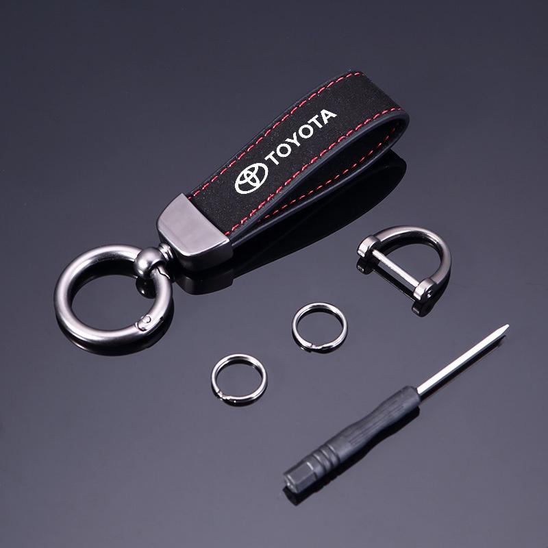 

Leather Metal Luxury Car Keychain For Toyota Rav4 Prado Corolla CHR Avalon Highlander Tacoma Hilux Avensis Camry Land Cruiser