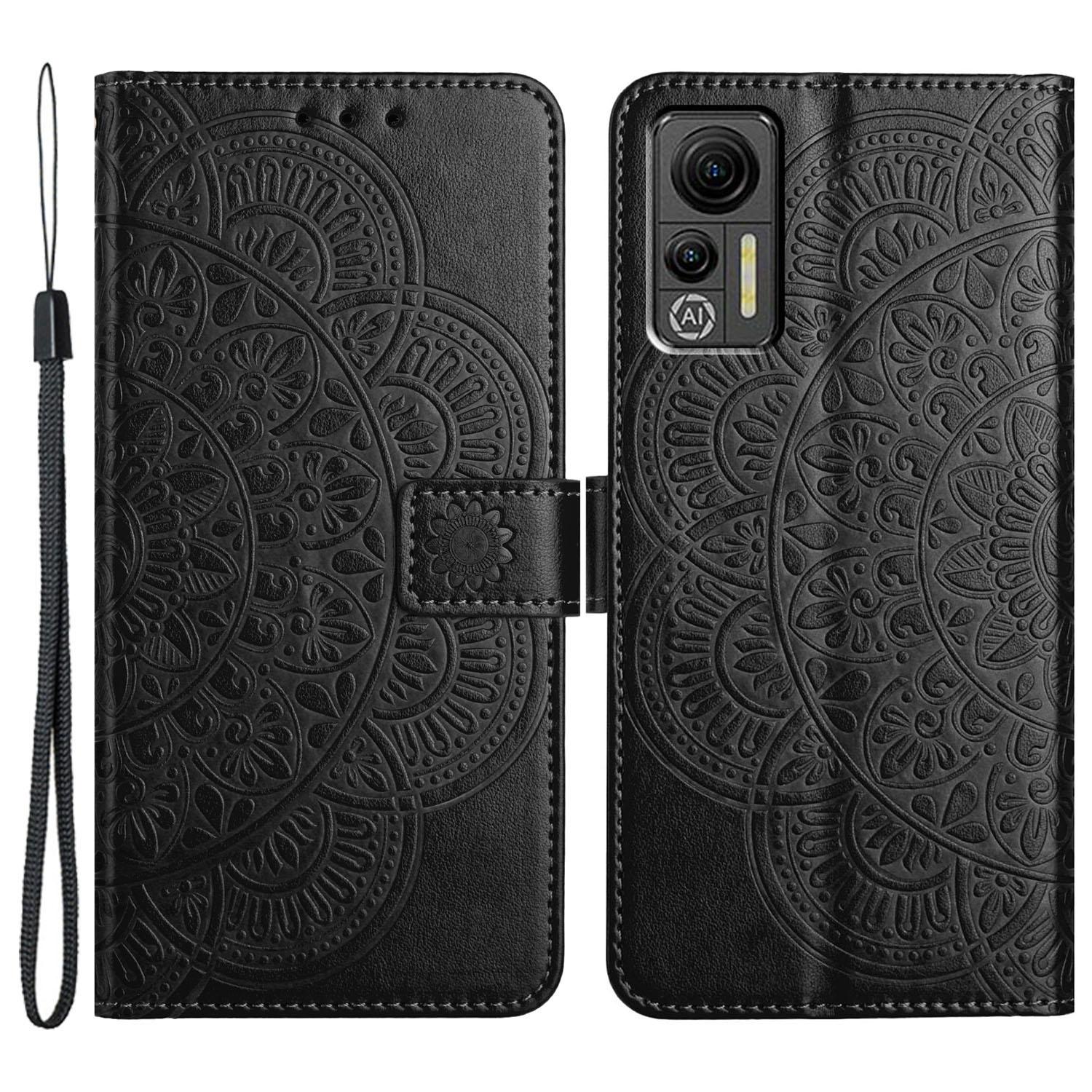 

Для Ulefone Note 14 чехол-кошелек кожаный чехол для телефона с принтом цветка мандалы Black