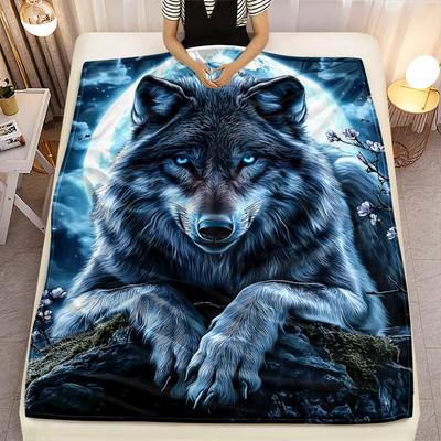 Realistische Wolfskunst Decke für Sofadekor Winter Saison Großes Plüsch Haustiergeschenk Gemütlich Nordische Waldkreatur Bettwäsche